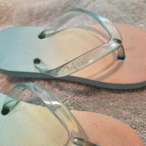 Cat & Jack Toddler Size M (7/8) Adrian Slip-On Flip Flop Sandals Blue Multi